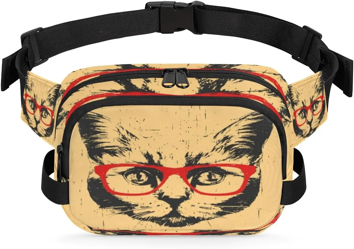 Cat Grunge Texture Fanny Packs for Women Men Fashion Waist Packs Belt Bag Water-resistant Crossbody Bag Waist Pouch Waist Pack Hip Bum Bag for Hiking Casual Travel Cycling