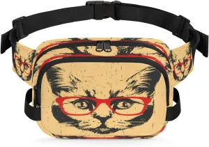 Cat Grunge Texture Fanny Packs for Women Men Fashion Waist Packs Belt Bag Water-resistant Crossbody Bag Waist Pouch Waist Pack Hip Bum Bag for Hiking Casual Travel Cycling