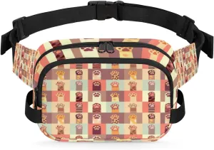 Cat Pawprints Funny Fanny Packs for Women Men Fashion Waist Packs Belt Bag Water-resistant Crossbody Bag Waist Pouch Waist Pack Hip Bum Bag for Hiking Casual Travel Cycling