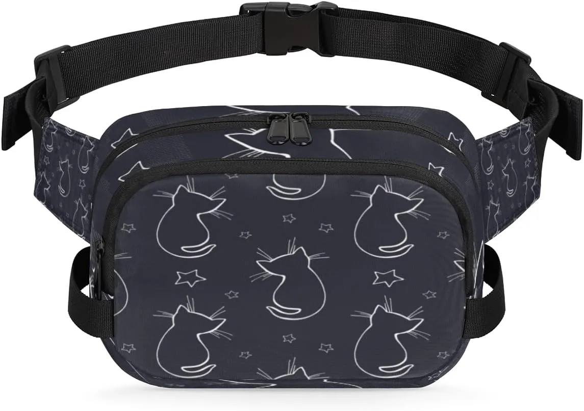 Cat Star Abstract Fanny Pack Crossbody Bags for Women Men Waist Packs Hip Bum Bag Cross Body Fanny Pack with Adjustable Strap for Running Hiking Travel