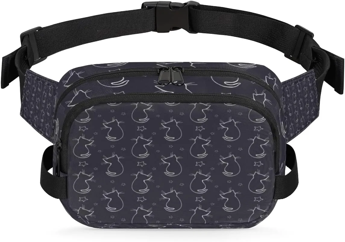 Cat Star Abstract Fanny Packs for Women Men Fashion Waist Packs Belt Bag Water-resistant Crossbody Bag Waist Pouch Waist Pack Hip Bum Bag for Hiking Casual Travel Cycling