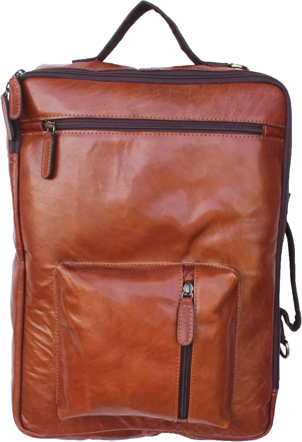 CHALLENGER Handcrafted Full-Grain Crushed Tan Leather Travel Utility Bag 18SKB06LB