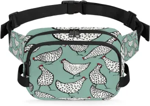 Chicken Cute Fanny Pack Crossbody Bags for Women Men Waist Packs Turquoise Hip Bum Bag Cross Body Fanny Pack with Adjustable Strap for Running Hiking Travel