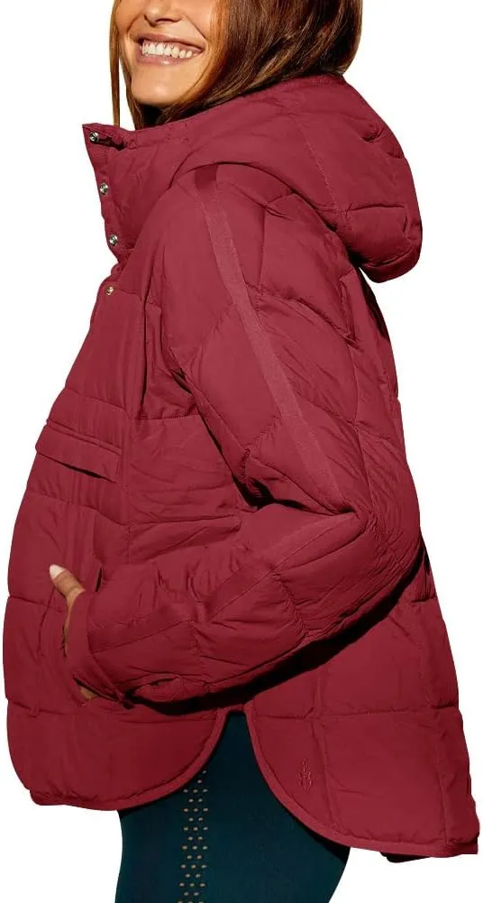 chouyatou Women's Quilted Pullover Puffer Jacket Packable Hooded Oversize Winter Coat Tops