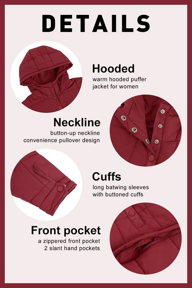 chouyatou Women's Quilted Pullover Puffer Jacket Packable Hooded Oversize Winter Coat Tops