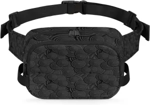 Circle Concentric Fanny Packs for Women Men Fashion Waist Packs Belt Bag Water-resistant Crossbody Bag Black Waist Pouch Waist Pack Hip Bum Bag for Hiking Casual Travel Cycling