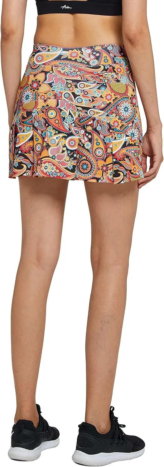 Cityoung Women's Athletic Pleated Golf Skirt with Shorts Pockets Running Tennis Workout Skorts