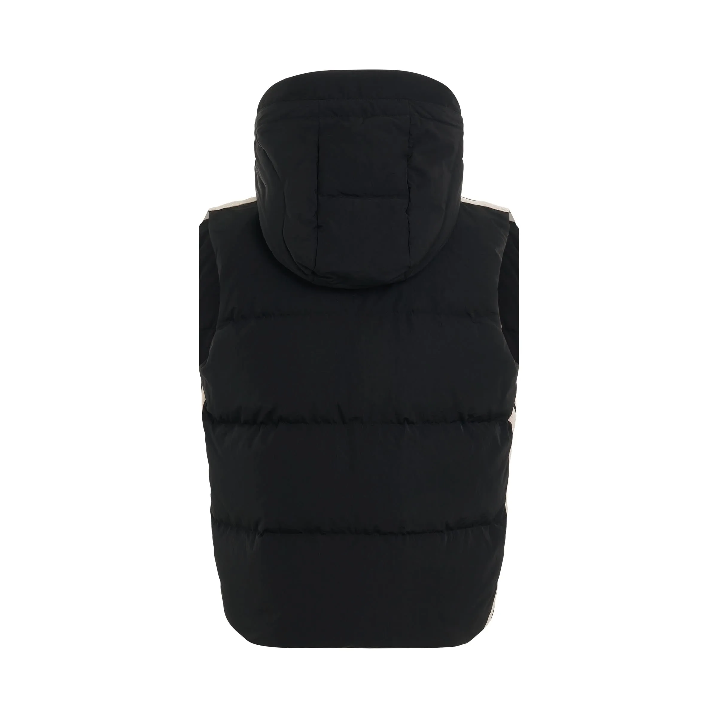 Classic Hooded Track Down Vest in Black/White
