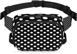 Classic Polka Dot Fanny Pack Crossbody Bags for Women Men Waist Packs Black White Hip Bum Bag Cross Body Fanny Pack with Adjustable Strap for Running Hiking Travel