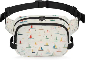 Colorful Boat Fanny Pack Crossbody Bags for Women Men Waist Packs Hip Bum Bag Cross Body Fanny Pack with Adjustable Strap for Running Hiking Travel