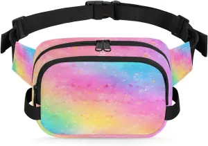 Colorful Rainbow Pattern Fanny Pack Crossbody Bags for Women Men Waist Packs Hip Bum Bag Cross Body Fanny Pack with Adjustable Strap for Running Hiking Travel