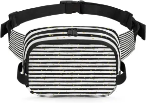 Confetti Stripe Fanny Pack Crossbody Bags for Women Men Waist Packs Dots Hip Bum Bag Cross Body Fanny Pack with Adjustable Strap for Running Hiking Travel