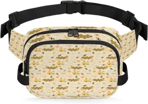 Cute Bees Beige Fanny Packs for Women Men Fashion Waist Packs Belt Bag Water-resistant Crossbody Bag Waist Pouch Waist Pack Hip Bum Bag for Hiking Casual Travel Cycling