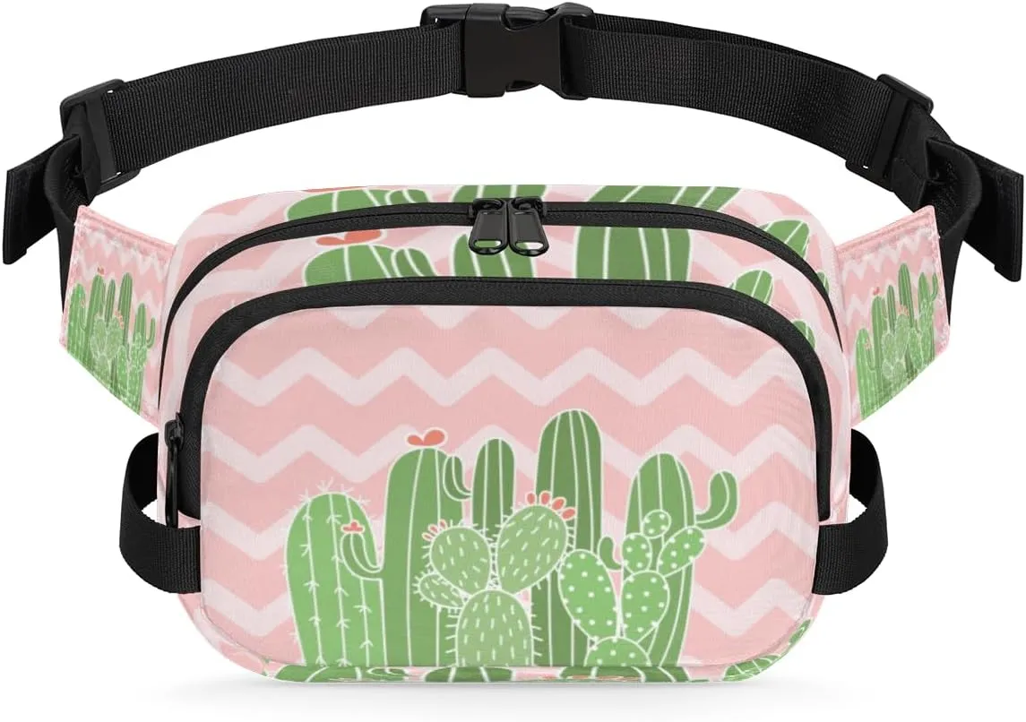 Cute Cactus Pink Fanny Packs for Women Men Fashion Waist Packs Belt Bag Water-resistant Crossbody Bag Waist Pouch Waist Pack Hip Bum Bag for Hiking Casual Travel Cycling
