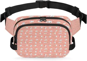 Cute Cats Pink Fanny Pack Crossbody Bags for Women Men Waist Packs Hip Bum Bag Cross Body Fanny Pack with Adjustable Strap for Running Hiking Travel