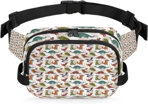 Cute Dinosaurs Pattern Fanny Packs for Women Men Fashion Waist Packs Belt Bag Water-resistant Crossbody Bag Creative Waist Pouch Waist Pack Hip Bum Bag for Hiking Casual Travel Cycling