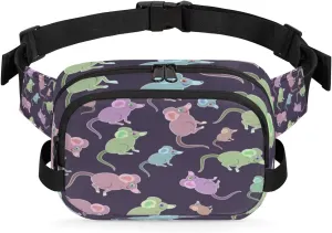 Cute Mouse Weird Fanny Packs for Women Men Fashion Waist Packs Belt Bag Water-resistant Crossbody Bag Waist Pouch Waist Pack Hip Bum Bag for Hiking Casual Travel Cycling