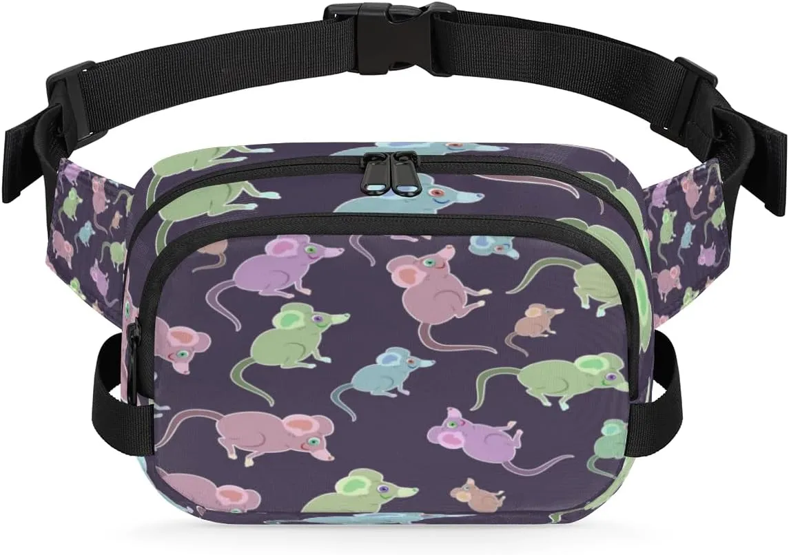 Cute Mouse Weird Fanny Packs for Women Men Fashion Waist Packs Belt Bag Water-resistant Crossbody Bag Waist Pouch Waist Pack Hip Bum Bag for Hiking Casual Travel Cycling