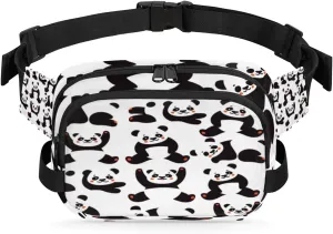 Cute Panda Pattern Fanny Packs for Women Men Fashion Waist Packs Belt Bag Water-resistant Crossbody Bag Animal Waist Pouch Waist Pack Hip Bum Bag for Hiking Casual Travel Cycling