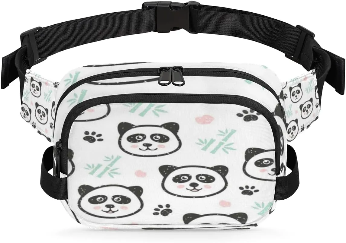 Cute Panda Paws Fanny Pack Crossbody Bags for Women Men Waist Packs Hip Bum Bag Cross Body Fanny Pack with Adjustable Strap for Running Hiking Travel