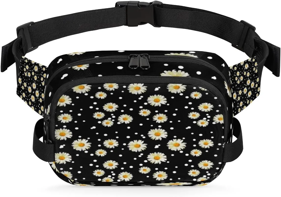Daisy Dots Abstract Fanny Pack Crossbody Bags for Women Men Waist Packs Hip Bum Bag Cross Body Fanny Pack with Adjustable Strap for Running Hiking Travel