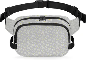 Daisy Grey White Fanny Packs for Women Men Fashion Waist Packs Belt Bag Water-resistant Crossbody Bag Waist Pouch Waist Pack Hip Bum Bag for Hiking Casual Travel Cycling