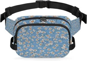Daisy Pattern Flower Fanny Packs for Women Men Fashion Waist Packs Belt Bag Water-resistant Crossbody Bag Waist Pouch Waist Pack Hip Bum Bag for Hiking Casual Travel Cycling