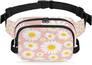 Daisy Pink Aesthetic Fanny Pack Crossbody Bags for Women Men Waist Packs Hip Bum Bag Cross Body Fanny Pack with Adjustable Strap for Running Hiking Travel
