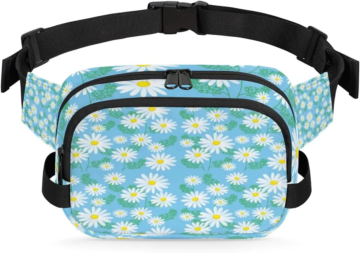 Daisy Sky Blue Fanny Pack Crossbody Bags for Women Men Waist Packs Aesthetic Hip Bum Bag Cross Body Fanny Pack with Adjustable Strap for Running Hiking Travel