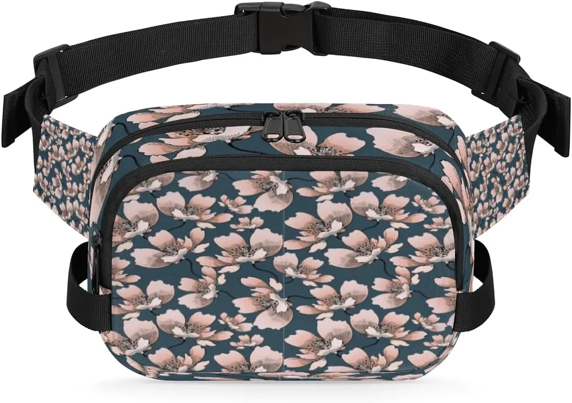 Decorative Flower Bright Fanny Pack Crossbody Bags for Women Men Waist Packs Hip Bum Bag Cross Body Fanny Pack with Adjustable Strap for Running Hiking Travel