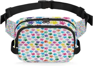 Dog Cats Paw Fanny Packs for Women Men Fashion Waist Packs Belt Bag Water-resistant Crossbody Bag Cute Waist Pouch Waist Pack Hip Bum Bag for Hiking Casual Travel Cycling