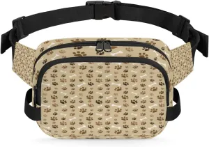 Dog Paw Stripe Fanny Pack Crossbody Bags for Women Men Waist Packs Hip Bum Bag Cross Body Fanny Pack with Adjustable Strap for Running Hiking Travel