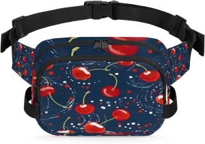 Dotted Cherry Fanny Pack Crossbody Bags for Women Men Waist Packs Hip Bum Bag Cross Body Fanny Pack with Adjustable Strap for Running Hiking Travel