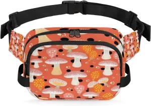 Dotted Mushroom Fanny Packs for Women Men Fashion Waist Packs Belt Bag Water-resistant Crossbody Bag Aesthetic Mushroom Waist Pouch Waist Pack Hip Bum Bag for Hiking Casual Travel Cycling