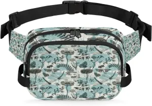 Dragonfly Butterfly Fanny Packs for Women Men Fashion Waist Packs Belt Bag Water-resistant Crossbody Bag Sage Green Waist Pouch Waist Pack Hip Bum Bag for Hiking Casual Travel Cycling