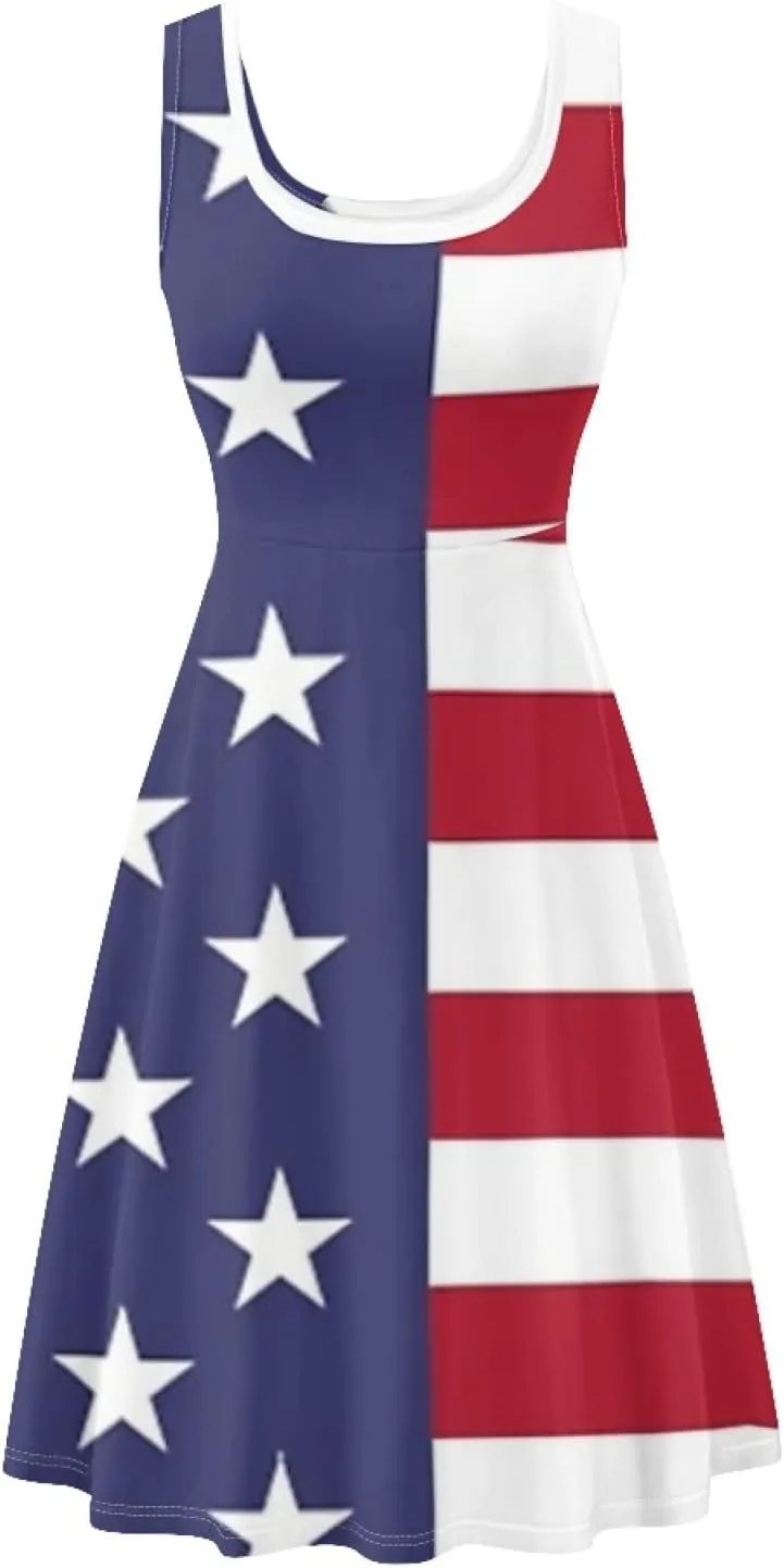 Dreaweet Casual Sleeveless Dresses for Women Girls, Round Neck Tank Dresses with Pockets Summer Sundress Size XS-4XL
