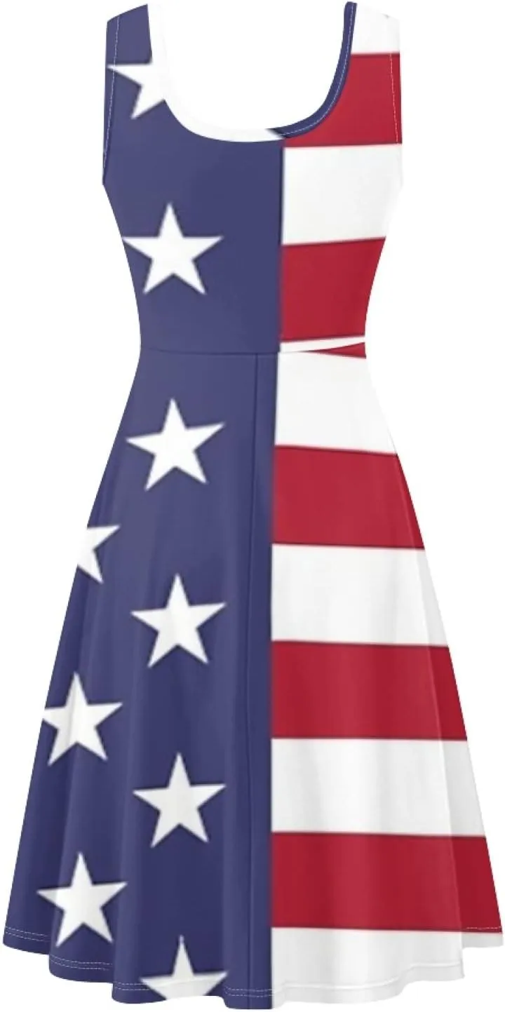 Dreaweet Casual Sleeveless Dresses for Women Girls, Round Neck Tank Dresses with Pockets Summer Sundress Size XS-4XL
