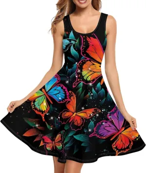 Dreaweet Casual Sleeveless Dresses for Women Girls, Round Neck Tank Dresses with Pockets Summer Sundress Size XS-4XL