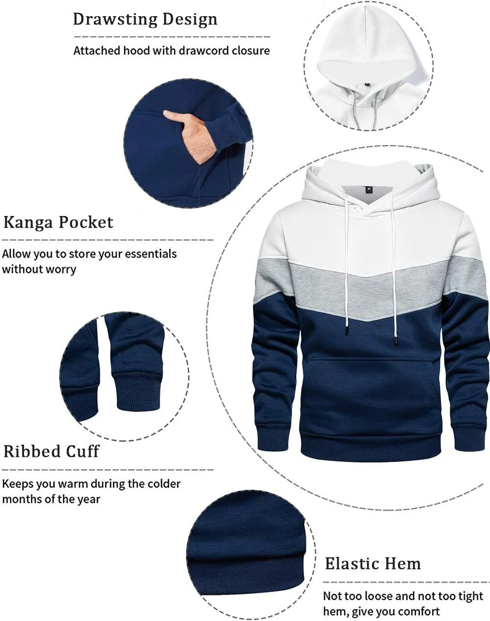 DUOFIER Hoodies for Men Pullover Hooded Sweatshirt with Kange Pocket