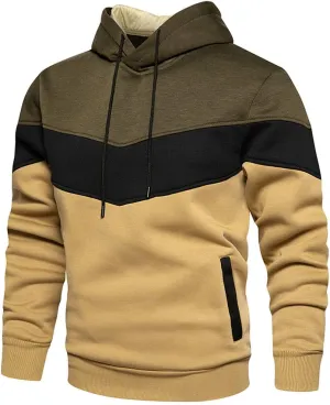 DUOFIER Mens Athletic Hoodies Color Block Hooded Fleece Sweatshirt