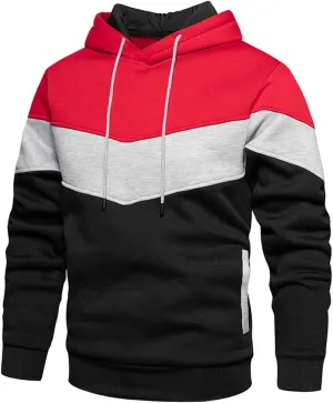 DUOFIER Mens Athletic Hoodies Color Block Hooded Fleece Sweatshirt