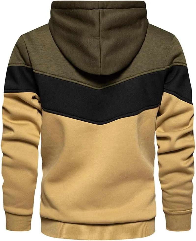 DUOFIER Mens Athletic Hoodies Color Block Hooded Fleece Sweatshirt