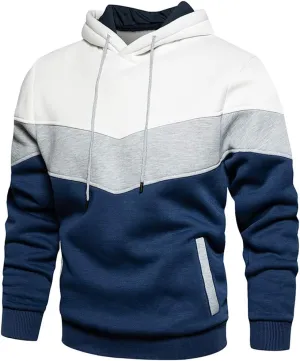 DUOFIER Mens Athletic Hoodies Color Block Hooded Fleece Sweatshirt