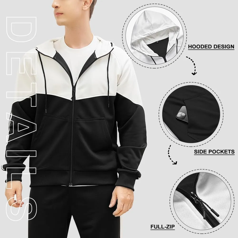 DUOFIER Men's Tracksuit Jogging Sweat Suits 2 Piece Casual Outfit Athletic Suit Set