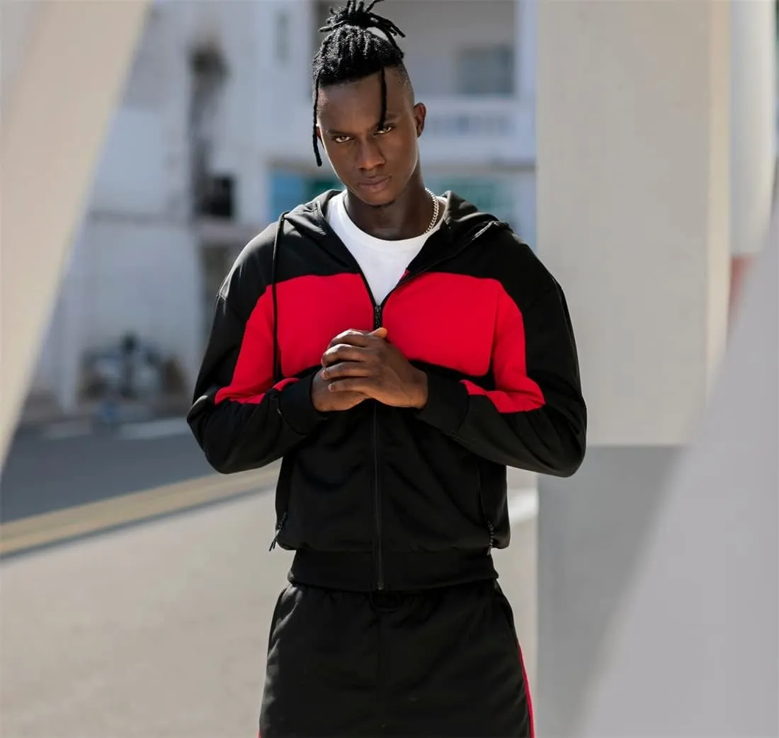 DUOFIER Men's Tracksuit Jogging Sweat Suits 2 Piece Casual Outfit Athletic Suit Set