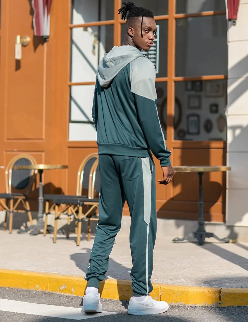 DUOFIER Men's Tracksuit Jogging Sweat Suits 2 Piece Casual Outfit Athletic Suit Set