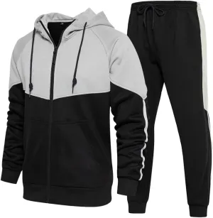 DUOFIER Men's Tracksuit Jogging Sweat Suits 2 Piece Casual Outfit Athletic Suit Set