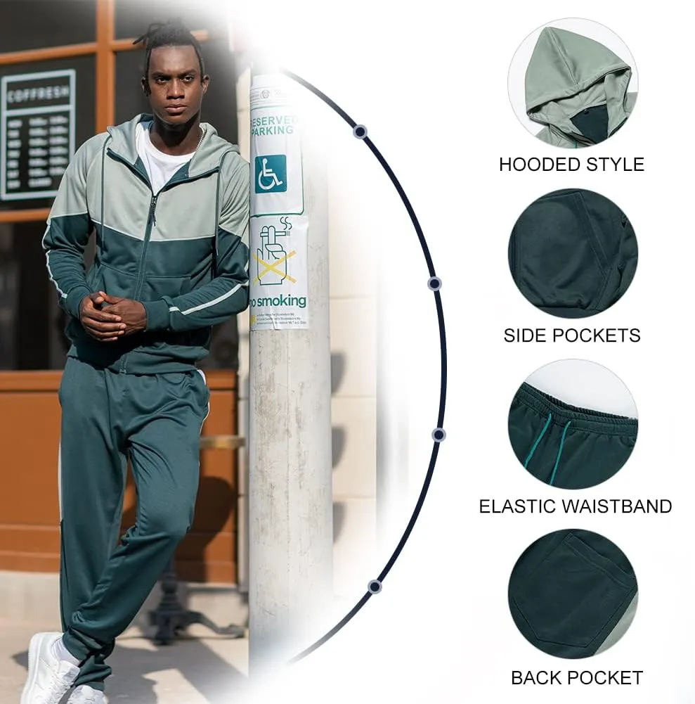 DUOFIER Men's Tracksuit Jogging Sweat Suits 2 Piece Casual Outfit Athletic Suit Set