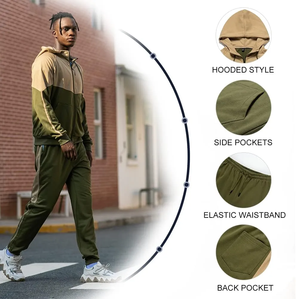 DUOFIER Men's Tracksuit Jogging Sweat Suits 2 Piece Casual Outfit Athletic Suit Set