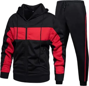 DUOFIER Men's Tracksuit Jogging Sweat Suits 2 Piece Casual Outfit Athletic Suit Set